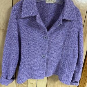 Weave of the Irish Ireland Wool Sweater Cardigan Jacket Women’s Sz M Purple